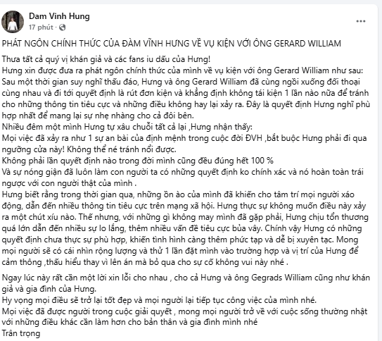 dam vinh hung rut don
